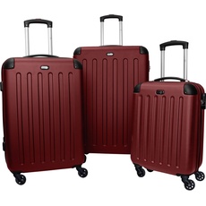 Bild Trolleyset »Austin«, (3 tlg.), Kofferset Reisegepäck Hartschalen-Trolley-Set mit Zahlenschloss, rot