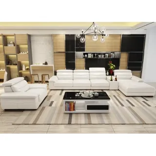 Ecksofa L-form Kunstleder Eck Polstersofa Sitz Design Couch Sofas Wohnlandschaft - Weiß