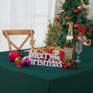 Yrendenge Grün Weihnachten Leinenoptik Tischdecke Wasserabweisend Abwaschbar Tischwäsche, Fleckschutz Optik Tischdecken, Lotuseffekt Party Tisch Weihnachtsdekoration Tischdecke, 130x220 cm