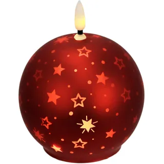 I.GE.A. LED-Kerze »Kugel-Kerze B« aus Glas batteriebetrieben mit Timer Adventskranz Adventskerzen