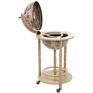 MCW Globusbar Rollbar Beige , Holz , 45x100x66 cm , Weinregale