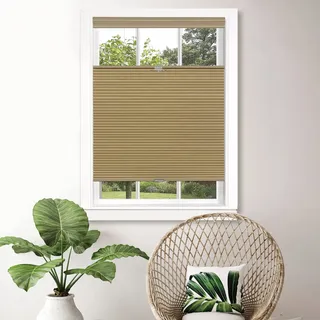Achim Home Decor Plissee-Jalousien, kabellos, 68 cm breit, 162 cm lang, Weizen – lichtfilternde, Wabenrollos für Fenster und Dachfenster