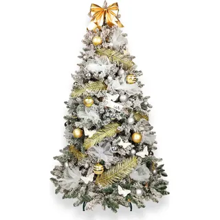 Geschmückter künstlicher weihnachtsbaum mit 100 Stk Kugeln BRIGHT ELEGANCE 150 cm mit Metallständer - Bunt