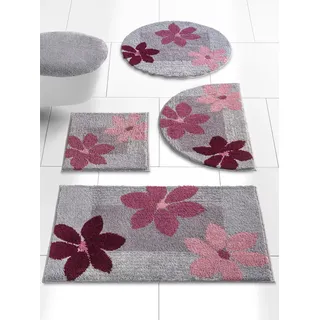 Badematte GRUND Gr. 7, grau (grau, lila), halbrund (50cm x 80cm ), 1 Stk., Badematten, Badematte