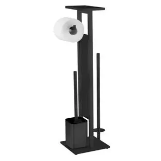 Wenko WC-Garnitur »Modell Debar« aus Edelstahl Glas Standgarnitur mit Ablage, Edelstahl, Bodenplatte aus Sicherheitsglas, schwarz