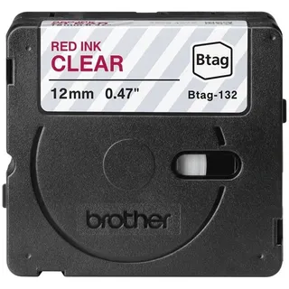 Brother Btag-132 Beschriftungsband, 12mm, rot/transparent (BTAG132)