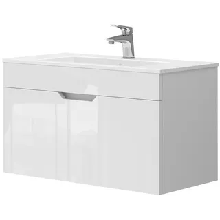 Vicco Waschbeckenunterschrank 2 Teile 80 x 46,2 x 40 cm Weiß Hochglanz