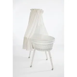 Mionido Stubenwagen-Komplettset , Creme, Weiß , Holz, Textil , 5-teilig , Buche , Höhe ca. 5 cm , Füllung: Hohlfaser , 60x167x100 cm , Bezug abnehmbar/waschbar, atmungsaktiv , Babymöbel & Kindermöbel, Babyzimmer, Babybetten, Stubenwagen & Babywiegen