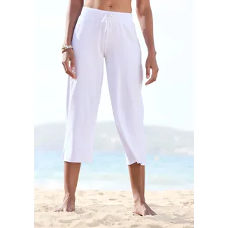 Beachtime 7/8-Strandhose, aus weichem Jersey, Wide-Leg, Jogginghose, Relaxhose, weiß