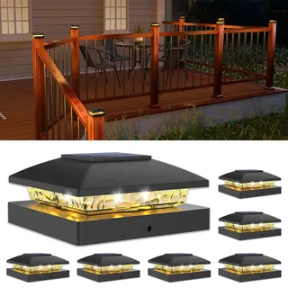 VOLISUN 10x10 Solar Pfostenleuchten, Wasserdichte Solar Zaunpfostenleuchten für Außenbereich für Holz und Vinylpfosten, Solarleuchten mit Warmweißem Licht für Garten, Terrasse, Veranda (6 Stück)