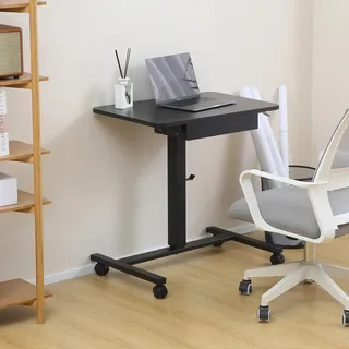 Makika Stehpult / Laptoptisch höhenverstellbar mit Rollen und Schublade in Schwarz - Schwarz