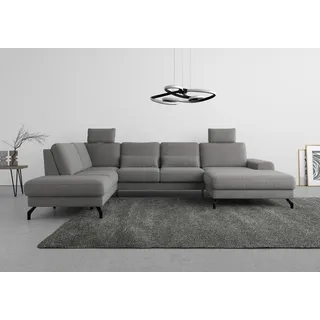 sit&more Wohnlandschaft "Cinturo U-Form" inklusive Sitztiefenverstellung und Federkern, Sitzhöhe 45 cm, grau