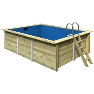 Karibu Rechteckpool "Holzpool Roma BxLxH: 353x400x124 cm" 44 mm kesseldruckimprägniertes Fichtenholz, braun
