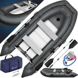 KESSER® Schlauchboot für 4 Personen, motorisierbar, aufblasbares Paddelboot - Dunkelgrau