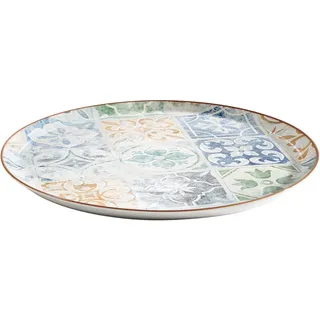 Ritzenhoff Breker Pizzateller , Blau, Gelb, Grün , Keramik , Mosaik , rund , Lfgb , lebensmittelecht , Geschirr, Teller, Pizzateller