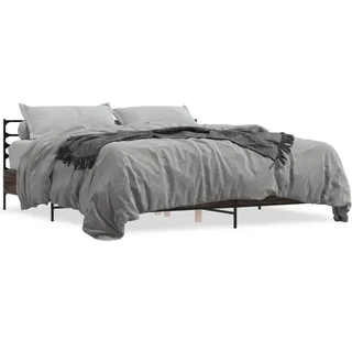 vidaXL Bettgestell Braun Eichen-Optik 180x200 cm Holzwerkstoff Metall - Braun
