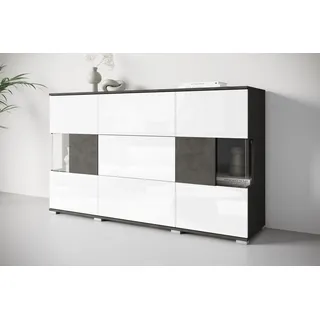 OTTO home Kenia 150 x 89 x 39,5 cm Matera Anthrazit / Weiß Hochglanz