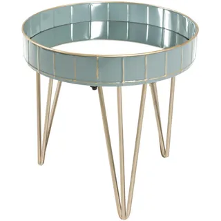 Beistelltisch , Blau, Grau, Bronzefarben , Metall, Glas , rund , Rundrohr , 41x40x41 cm , Wohnzimmer, Wohnzimmertische, Beistelltische, Beistelltische Metall
