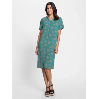Sommerkleid INSPIRATIONEN "Druck-Kleid", Damen, Gr. 22, Kurzgrößen, blau (ozean, sesam, bedruckt), 100% Viskose, gemustert, mehrfarbig, knielang, Rundhals, Kleider Sommerkleid