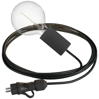Creative Cables Mit Bulb Snake Eiva Elegant Tragbare Außenleuchte Mit Textilkabelip65 Wasserdichte Lampenfassung Und Stecker- 5 M - Black - One Size