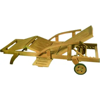 Premium Teak Gartenliege multifunktional mit Rollen Seitentisch Teakliege 200cm
