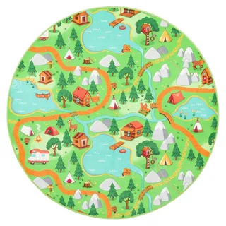 Snapstyle Campingplatz Kinderteppich Ø 100 cm Grün