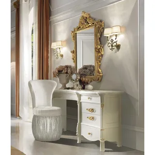 Klassischer Schminktisch mit Spiegel Luxus Konsole Kommode Schlafzimmer Barock - Weiß