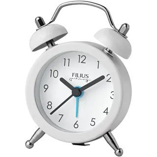 FILIUS zeitdesign Glockenwecker Reisewecker, Quarzwecker, Kinderwecker, Schlafzimmer, Schulanfang, weiß