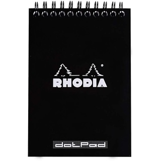 Rhodia 135039C Notizblock (DIN A6, 10,5 x 14,8 cm, Doppelspirale, dot grid, mikroperforiert, 80 Blatt) 1 Stück schwarz