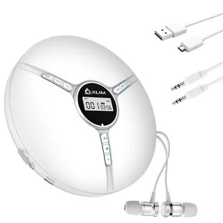 Discman Tragbarer CD Player mit Akku und Kopfhörer | Mit Anti-Skip Schutz für unterbrechungsfreien Musikgenuss unterwegs, Weiß