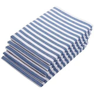 ZOLLNER 5er Set Geschirrtücher Baumwolle in 50x70 cm - saugstarke und langlebige Küchentücher - waschbar bis 60°C – in blau gestreift- Gastronomiequalität - Oeko Tex® Zertifiziert