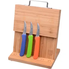 Magnet-Messerhalter Bambus klein mit Küchenmessern bunt1