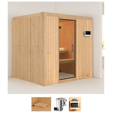 Bild Sauna »Dima«, (Set), 3,6-kW-Bio-Plug & Play Ofen mit externer Steuerung, beige