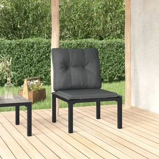 The Living Store Gartenstuhl mit Kissen Schwarz und Grau Poly Rattan - Schwarz