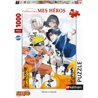 Nathan - Puzzle 1000 Teile - Naruto vs. Sasuke - Erwachsene und Kinder ab 14 Jahren - Premium Puzzle - Perfekte Integration - Manga, Anime - Meine Helden Kollektion - 87324