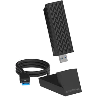 Netgear Nighthawk WiFi 7 USB 3.0-Adapter (A9000) – BE6000 Tri-Band Wireless Gigabit Speed (bis zu 6 Gbit/s) Funktioniert mit jedem WiFi 7- oder 6 6E-Router oder Mesh-System – Für Windows-PCs