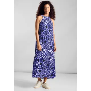 Sommerkleid STREET ONE, Damen, Gr. 38, N-Gr, blau (violet blau), Obermaterial: 100% Viskose, bedruckt, regular fit knöchelfrei, Rundhals, Kleider Sommerkleid, mit All-Over Print