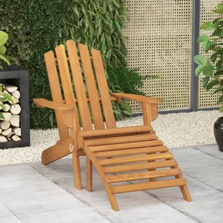 The Living Store Adirondack-Gartenstuhl mit Fußstütze Massivholz Akazie - Braun