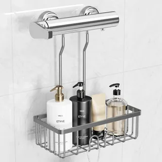 pickpiff Duschablage Zum Hängen Duschkorb Duschregal - Badezimmer Shampoo Ohne Bohren Organizer Halterung Für Dusche Shower Shelf Hang Duschhalterung aus Edelstahl Grau 30x13x37,5cm