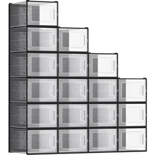 Songmics Schuhboxen 18er Set transparent-schwarz