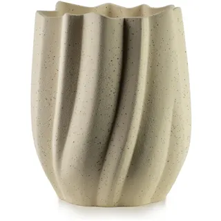 Mondex Vase Manon 17/24 cm Polyresin , Beige , Kunststoff , 24 cm , Dekoration, Vasen, Keramikvasen