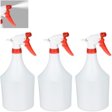 Bild Sprühflasche Pflanzen, 3er Set, einstellbare Düse, 1 Liter, mit Skala, Kunststoff, Blumensprüher, weiß-rot, 3 Stück