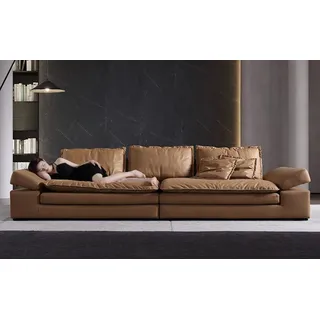 Sofas 4 Sitzer Textil Big Xxl Wohnzimmer Leder Neu Sofa Couch Polsterung Möbel - Braun