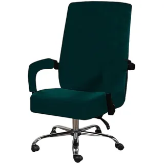 WMLBK Samtplüsch Stuhlhussen mit Armlehne,Elastische Bürostuhl Bezug, Abnehmbar & Waschbar Universal Office Computer Stuhlbezüge Hussen Sitzbezug für Gaming Stuhl, Computer Drehstuhl (Grün)