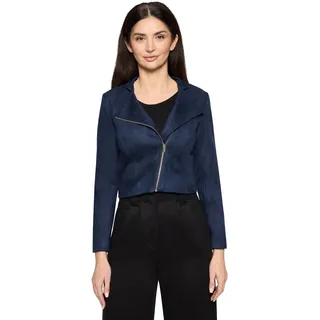 Betty & Co Jackenblazer BETTY & CO "Bikerjacke mit Stehkragen", Damen, Gr. 36, blau (dunkelblau), Obermaterial: 95% Polyester PES. 5% Elasthan EL., Blazer Jackenblazer