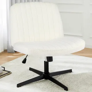 DUMOS Bürostuhl Ohne Armlehne, Teddysamt und Bequemes Netzgewebe Criss Cross Chair, mit Verbreitertem Sitzkissen Schneidersitz Stuhl, Geeignet für Büros, Schlafzimmer und Wohnzimmer