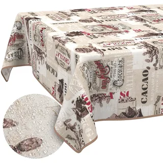 Tischdecke aus Stoff Textil abwaschbar Tischwäsche Tischtuch Baumwolle Polyester Cacao Rund 140cm In-/Outdoor Tischdecke