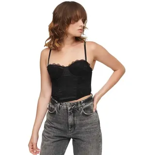 Superdry Lace Satin Corset Ärmelloses Oberteil - Black - L