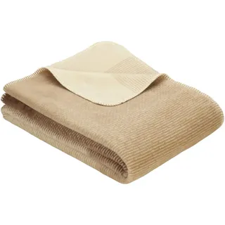 Ibena Decke , Braun, Naturfarben , Textil , Streifen , 150x200 cm , Kettelrand, pflegeleicht, atmungsaktiv , Heimtextilien, Wohntextilien, Decken, Kuscheldecken