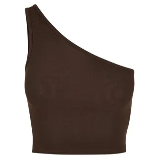 URBAN CLASSICS Ladies Cropped Asymmetric Top in Braun, Größe L